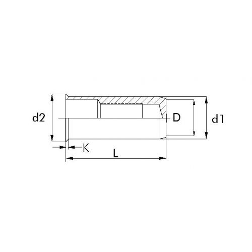 TUERCA REMACHABLE INOX BRALO LISA BAJA FONDO CERRADO